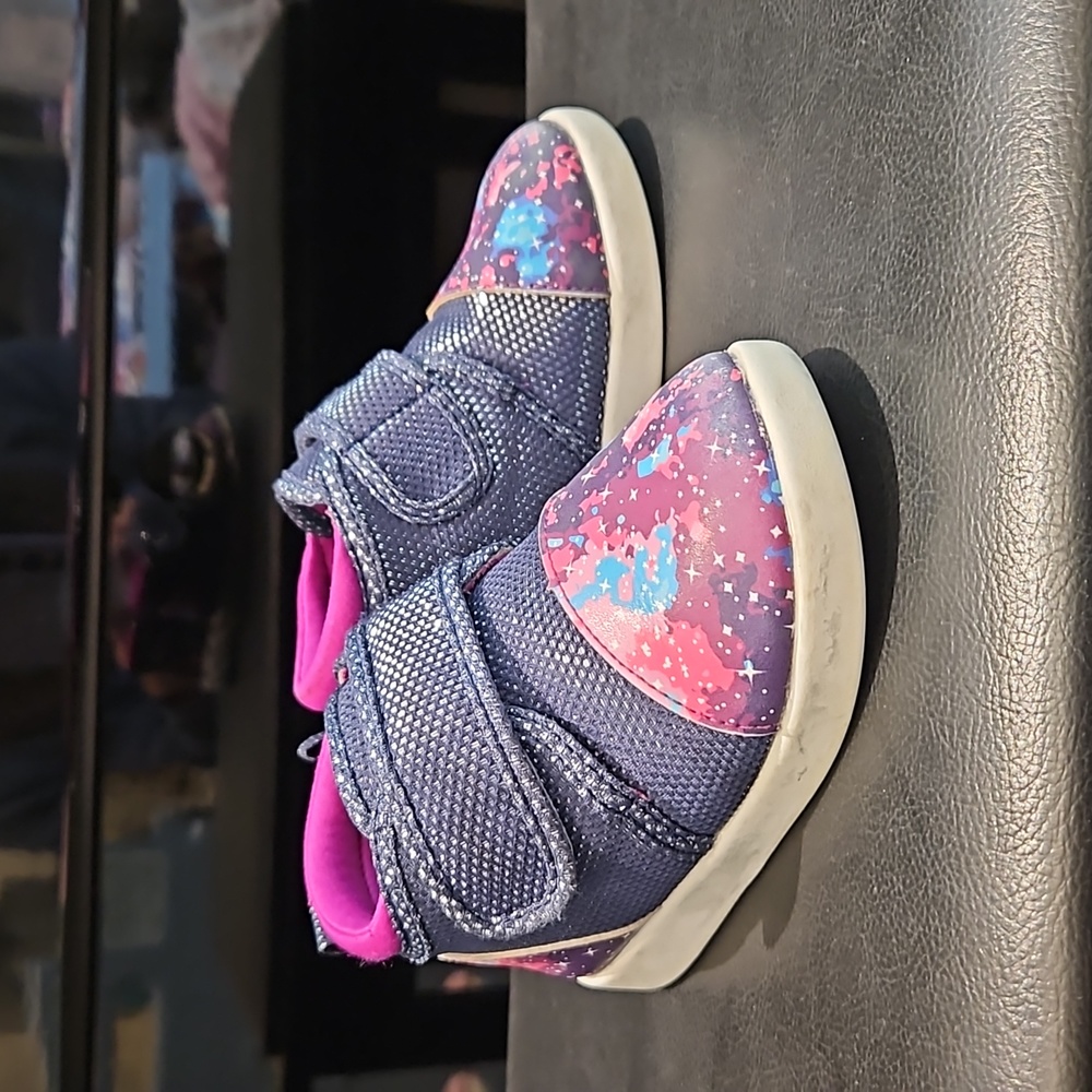 Ikiki Purple Galaxy Squeakerless Toddler Shoes | Sparkly Purple